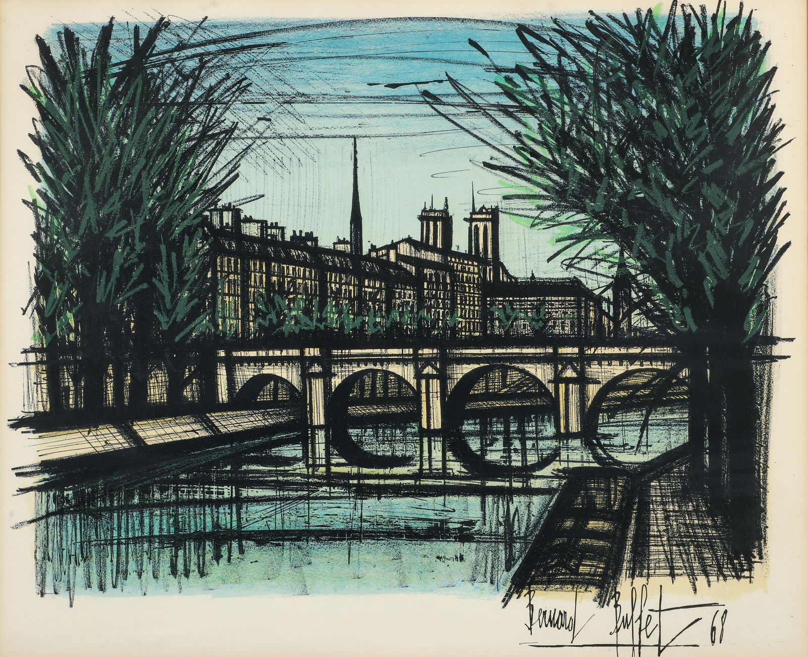 Bernard Buffet Color Lithograph Pont Neuf 1968 (1 of 5)