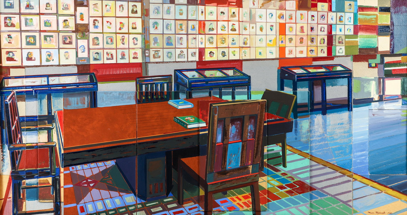 Mark Symczak The Library 1980 Mixed Media Painting (1 of 5)