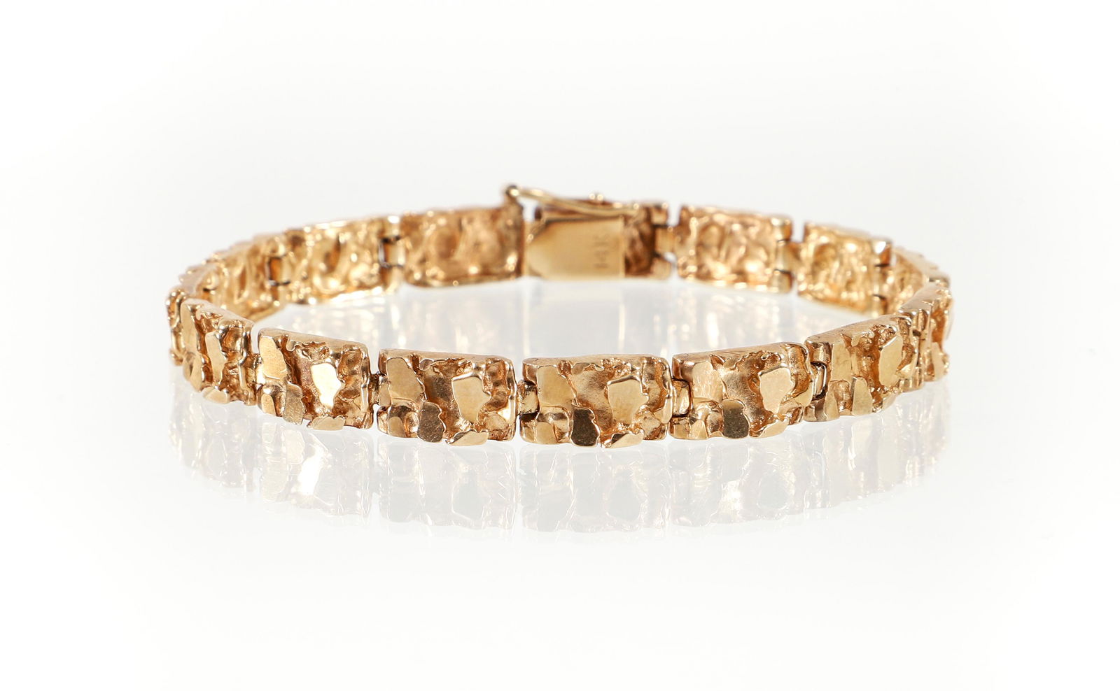 14K Modernist Nugget Link Bracelet (1 of 5)