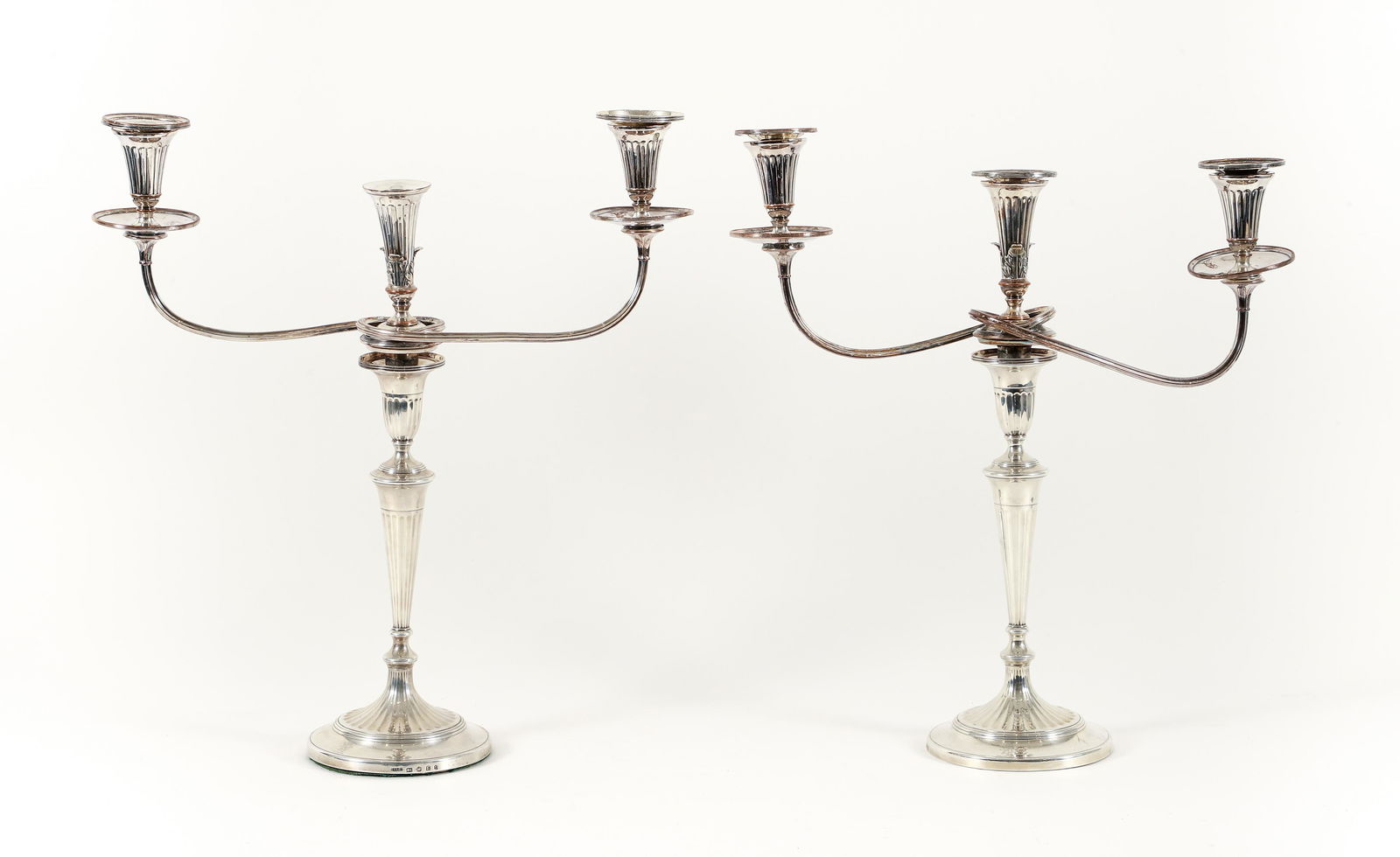 Pair of English Partial Sterling Weighted Candelabra (1 of 6)