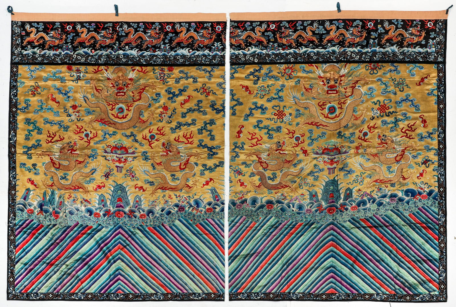Two Qing Dynasty Chinese Embroidered Dragon Textiles (1 of 6)