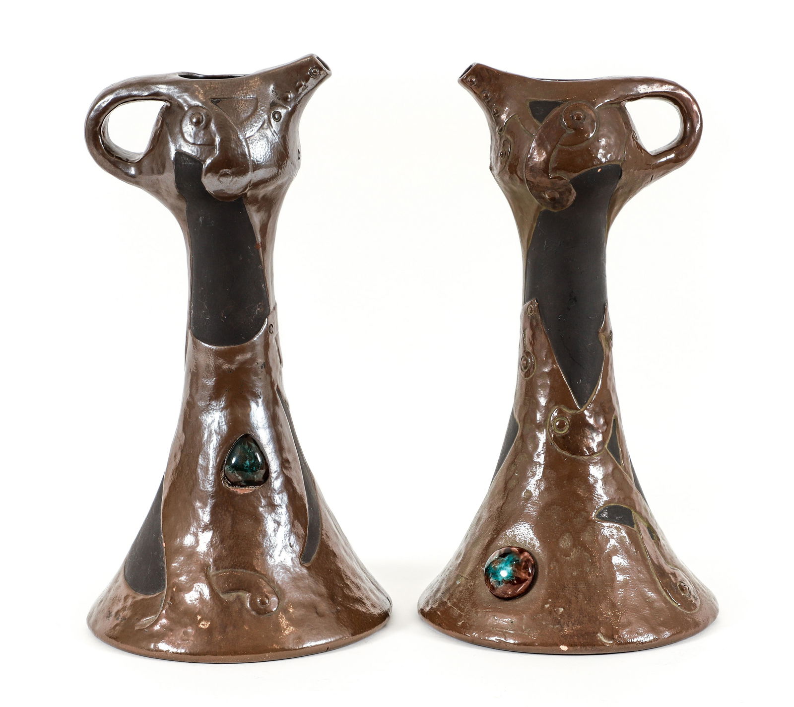 Pair of Bretby Art Pottery Clanta Ware Ewers (1 of 4)