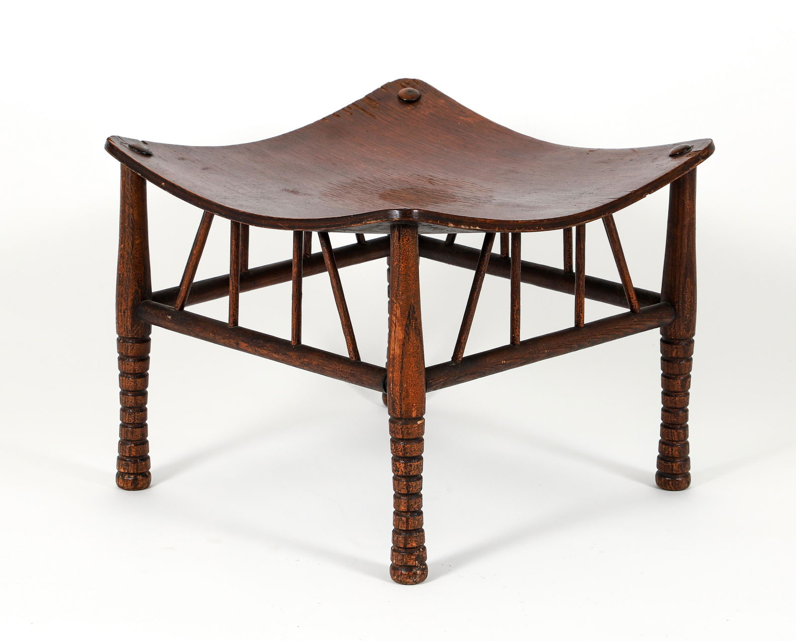 Early 20th Century Oak Thebes Stool (1 of 7)