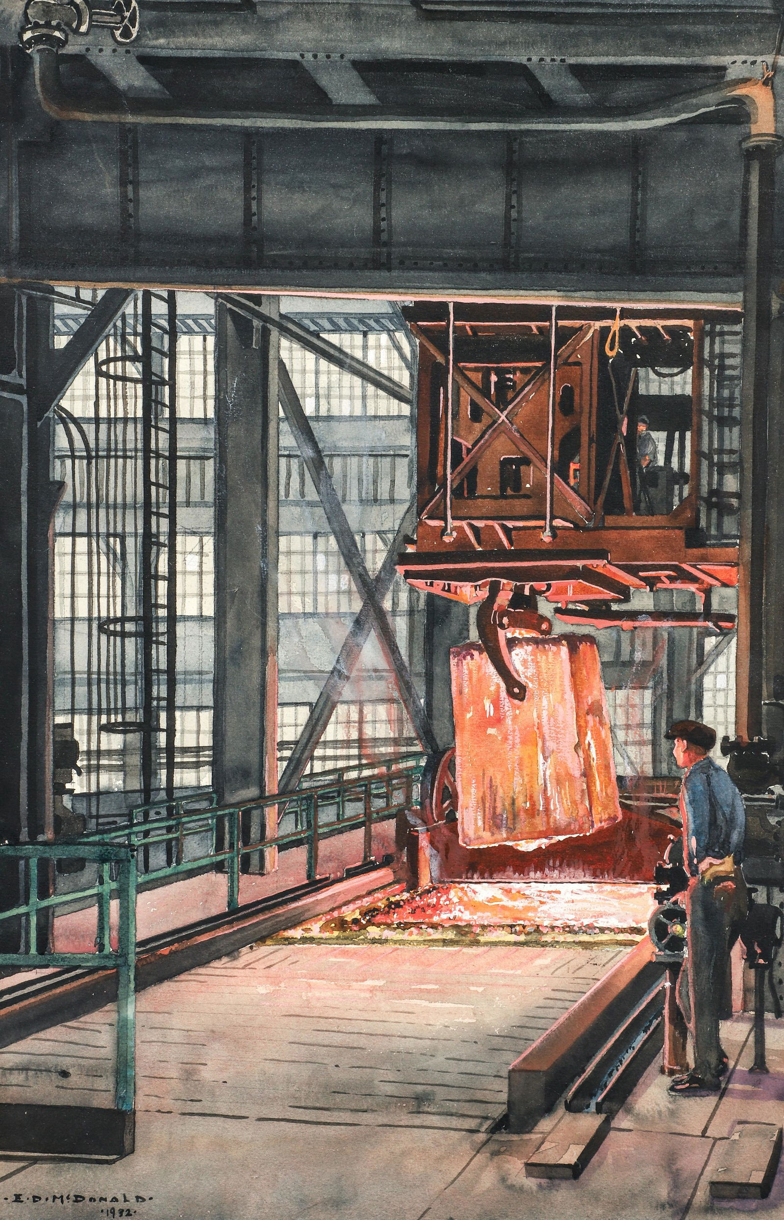 Edward Dixon McDonald Hot Ingot 1932 Watercolor (1 of 5)