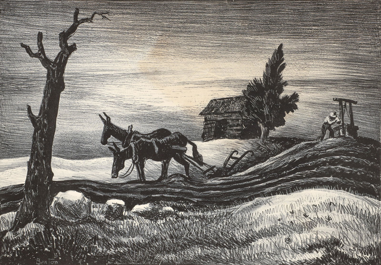 Thomas Hart Benton 1937 lithograph  A Drink of Water (1 of 7)