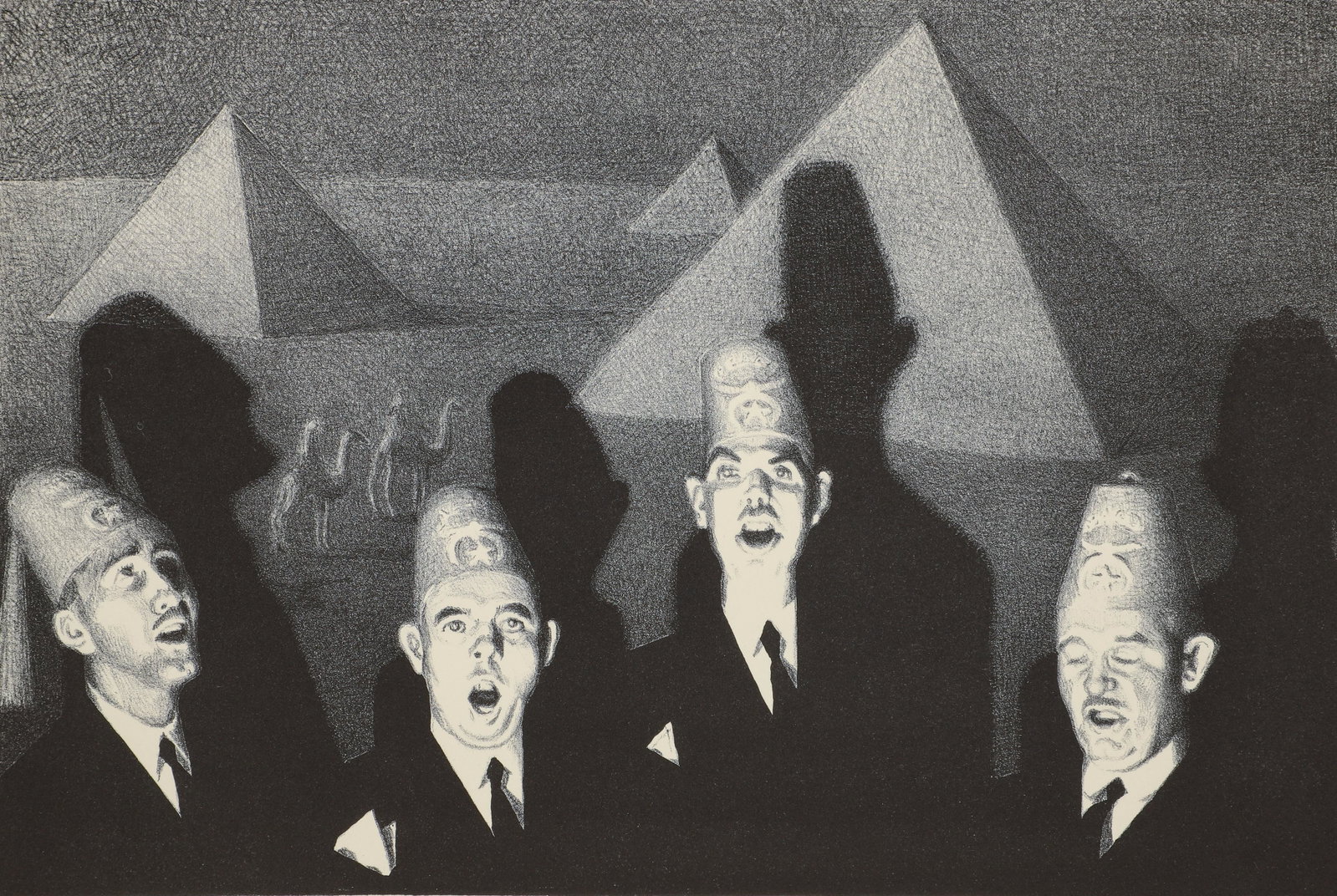 Grant Wood 1939 orig litho Shrine Quartet: Wood, Grant (American, 1891-1942), Shrine Quartet, 1939 (Cole # 11), lithograph on Rives, 7.875 x 11.81 inches, pencil signed, from the edition of 250 Published by Associated American, Artists, NYC, P