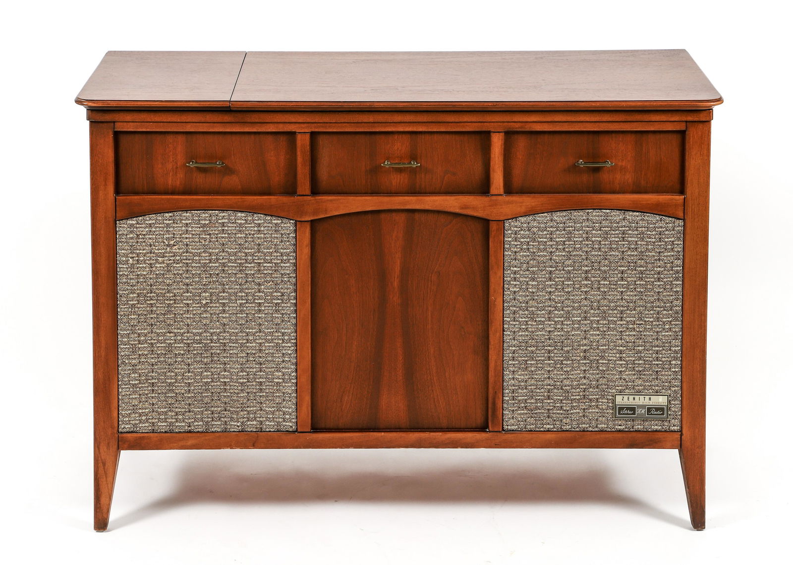 Zenith Mid Century Walnut and Cane Stereo Console (1 of 10)