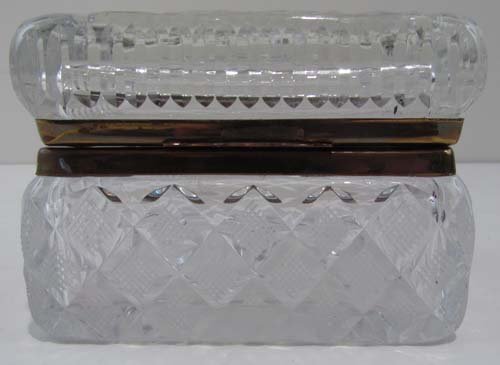 cut crystal and brass small box: Title: cut crystal and brass small box Medium: crystal and brass Dimensions: 3.25 x 4.5 x 3.25 inches