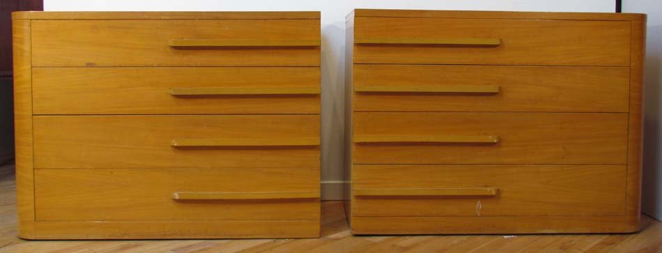 Matching Pair of Donald Deskey Dressers 1930's: Artist: Deskey, Donald Title: Matching Pair of Donald Deskey Dressers of bleached mahogany Date: c. 1930s Medium: mahogany Dimensions: 32.5 x 44 x 19 inches