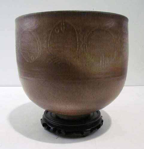 Edwin and Mary Scheier large bowl with stylized fi: Artist: Scheier, Edwin (American, born 1910-2008) and Mary Goldsmith (American 1910-2007) Title: Tall Fish Bowl Date: 1950's Medium: Glazed and incised earthenware bowl Dimensions: 8.5 x 9.25 in dia