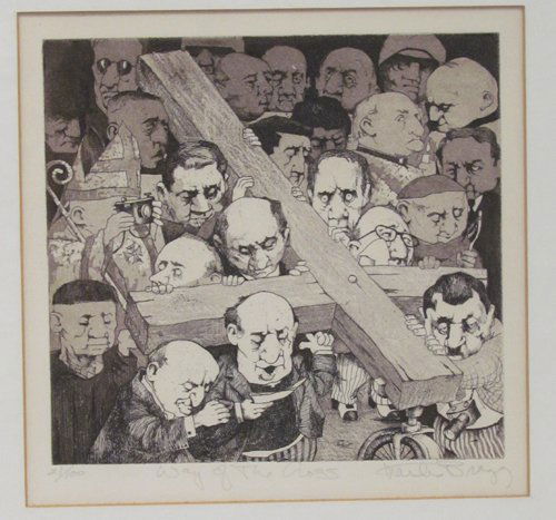 Charles Bragg Way of Cross etching: Artist: Bragg, Charles (American, 1931 - present) Title: Way of Cross Medium: etching Dimensions: 8.75 x 8.75 inches Edition: 21/100 Signature: signed bottom right in pencil Frame T