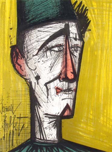 Bernard Buffet lithograph "Jo Jo the Clown": Artist: Buffet, Bernard (French 1928-1999) Title: "Jo Jo the Clown" Date: 1968 Medium: color lithograph on paper Dimensions: 12 x 9 inches visible Description: Signature: signe