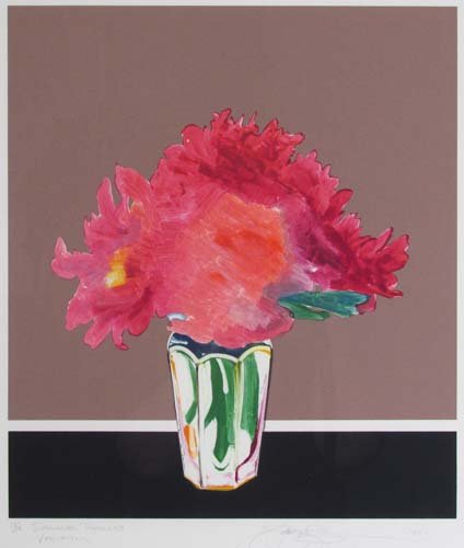Gary Bukovnik color monoprint "Summer Peonies": Artist: Bukovnik, Gary (American, born 1947) Title: Summer Peonies Date: 1993 Medium: color monoprint Dimensions: 16 x 14 inches Edition: 13/18 variations Signature: signed and