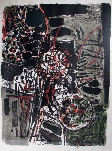 Corneille orig litho "Arbre et Rochers" 1962: Artist: Corneille (Dutch 1922-2010) Title: Arbres et Rochers Date: 1962 Medium: lithograph printed in colors Dimensions: 25 3/4 x 19 5/8 inches Edition: 182/210 Signature: penci