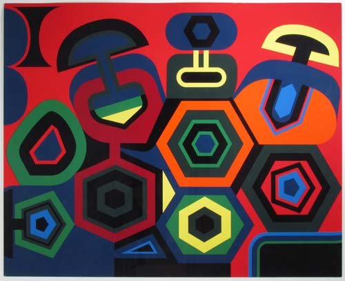 Jean Dewasne original serigraph "Untitled": Artist: Dewasne, Jean (French 1921 - 1999) Title: Untitled Date: circa 1975 Medium: serigraph printed in colors on coated paper Dimensions: 25.5 x 31.5 inches Edition: from an edition of
