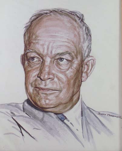 Joseph Margulies Dwight D. Eisenhower portrait: Artist: Margulies, Joseph (American, 1896-1984) Title: Portrait of Dwight D. Eisenhower Medium: color reproduction Dimensions: 12.75 x 10.5 inches Signature: Signed in the plate lower right Fr