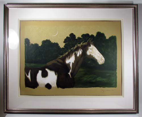 Jamie Wyeth orig litho "Moon and Horse": Artist: Wyeth, Jamie (American, born 1946) Title: Moon and Horse, (WT102) Date: 1978 Medium: lithograph printed in 16 colors Dimensions: 21 x 30 inches (image) Edition: 105/300 Sign
