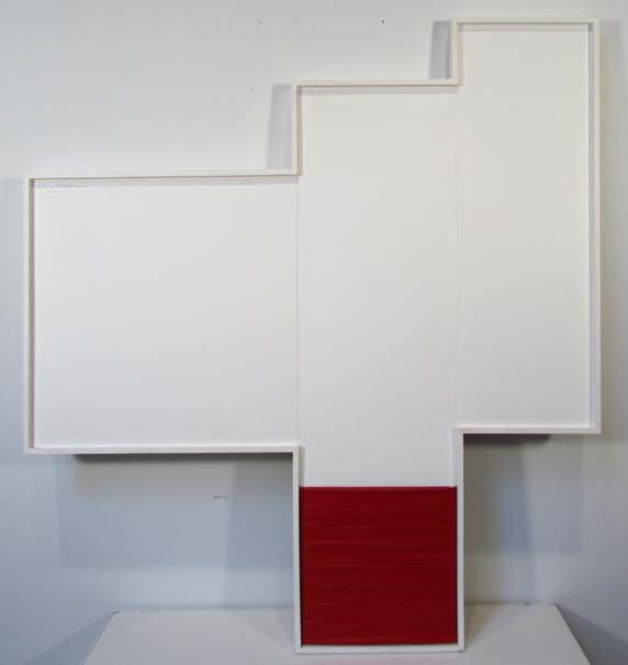 Lilly Florida ptg. "Section-Bar, Series:17": Artist: Florida, Lilly (Contemporary American) Title: Section-Bar, Series:17 Date: 1978 Medium: acrylic on canvas with canvas collage Dimensions: 47.5 x 43.5 inches (irregular shapped) Signature: <