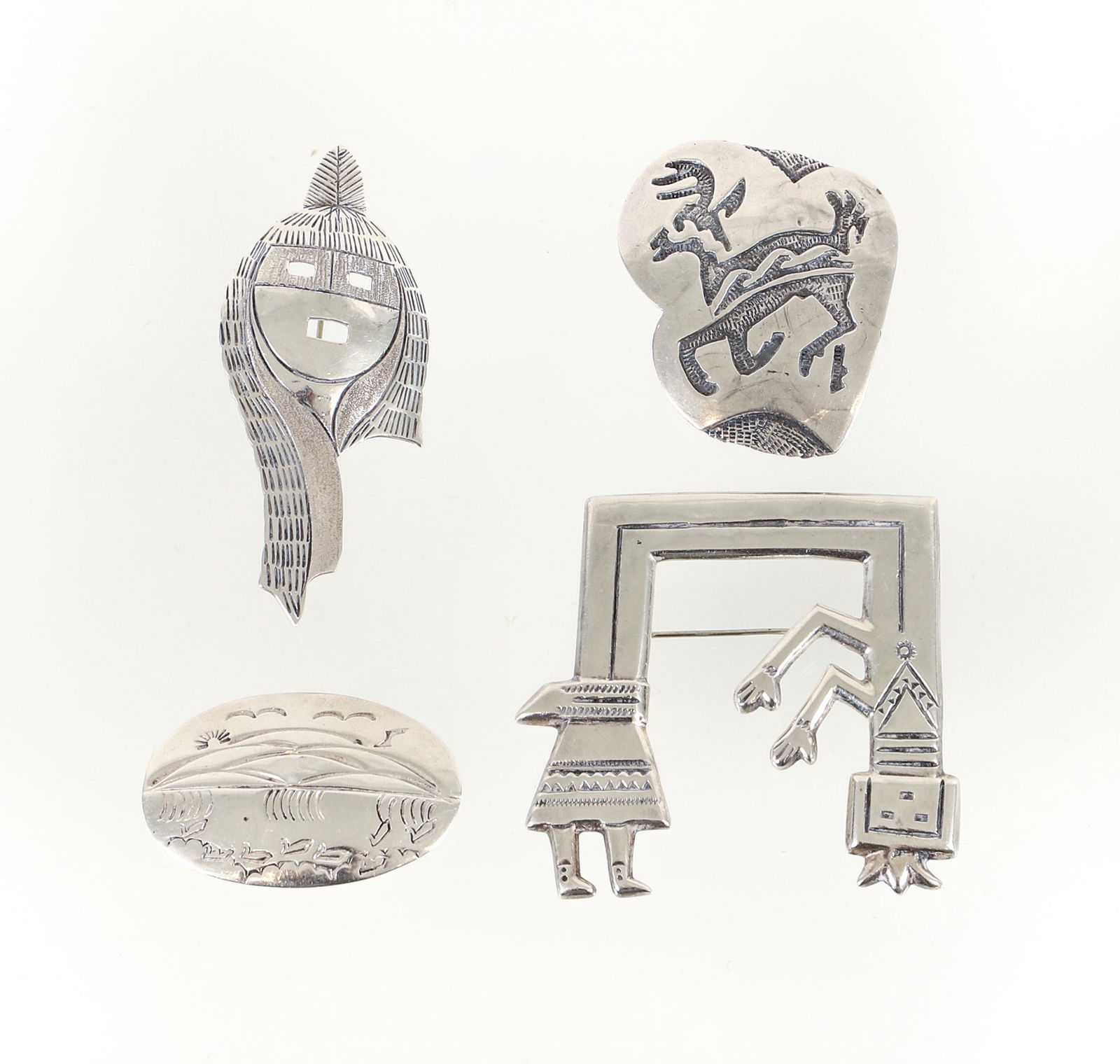 4 Native American Silver Pins (1 of 9)
