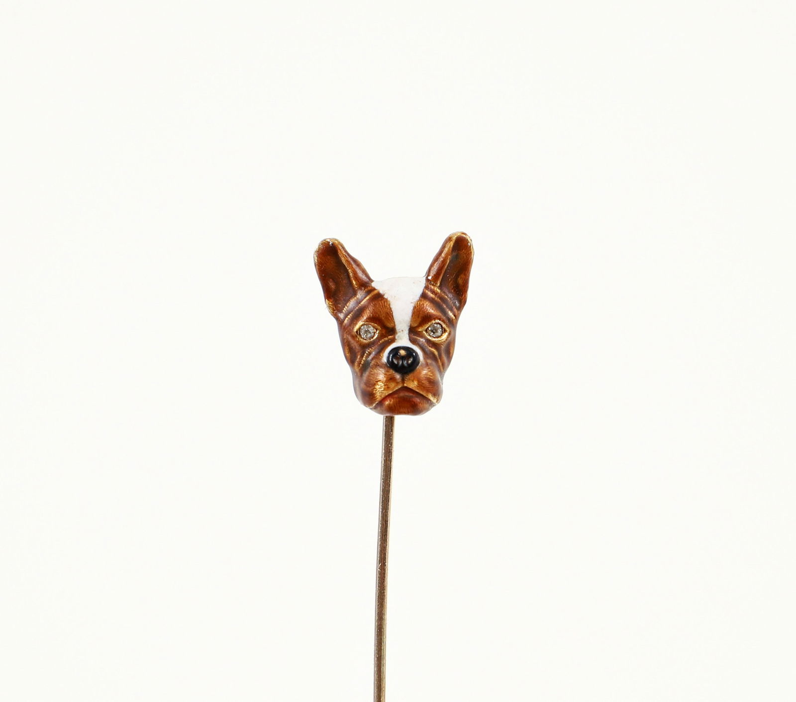 14K Diamond Enamel French Bulldog Stick Pin (1 of 5)