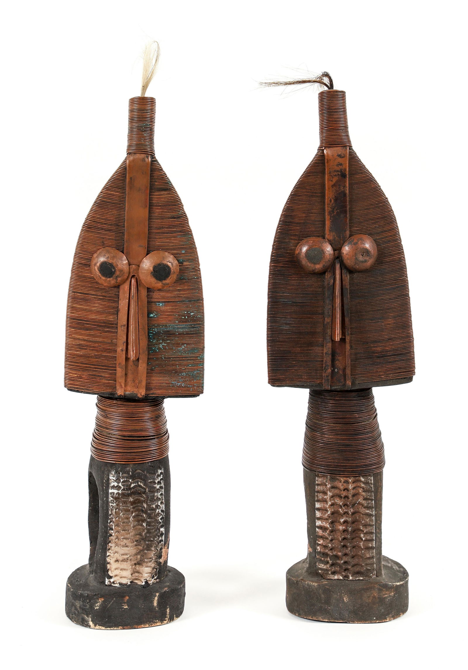 Pair of wound wire Reliquary Guardian Figures Kota, Gabon (1 of 7)