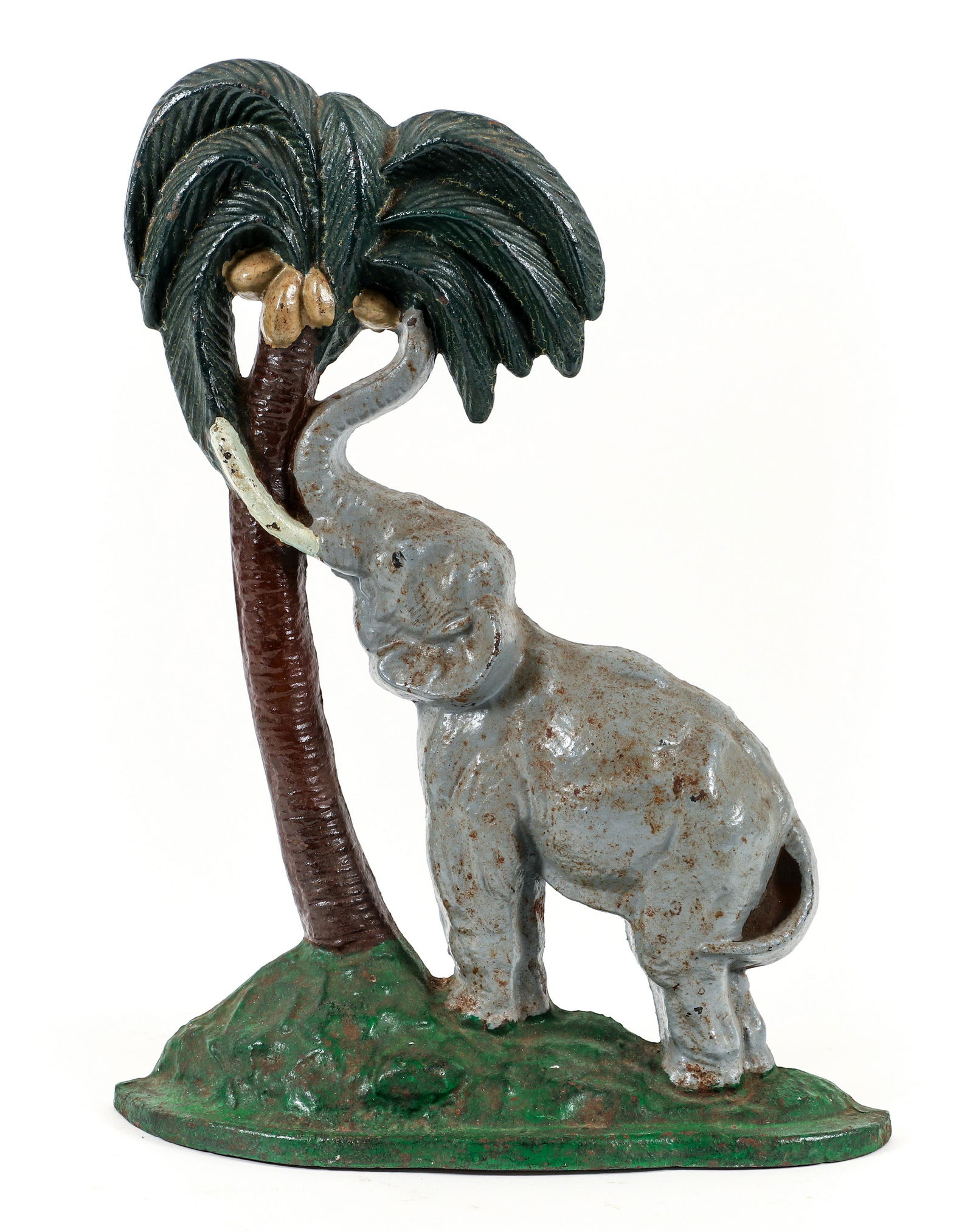 Cast Iron Elephant With Coconut Tree Doorstop  (1 of 5)