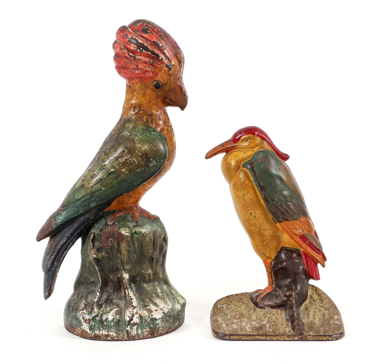 2 Cast Iron Polychrome Bird Doorstops, Attr. Albany   (1 of 6)