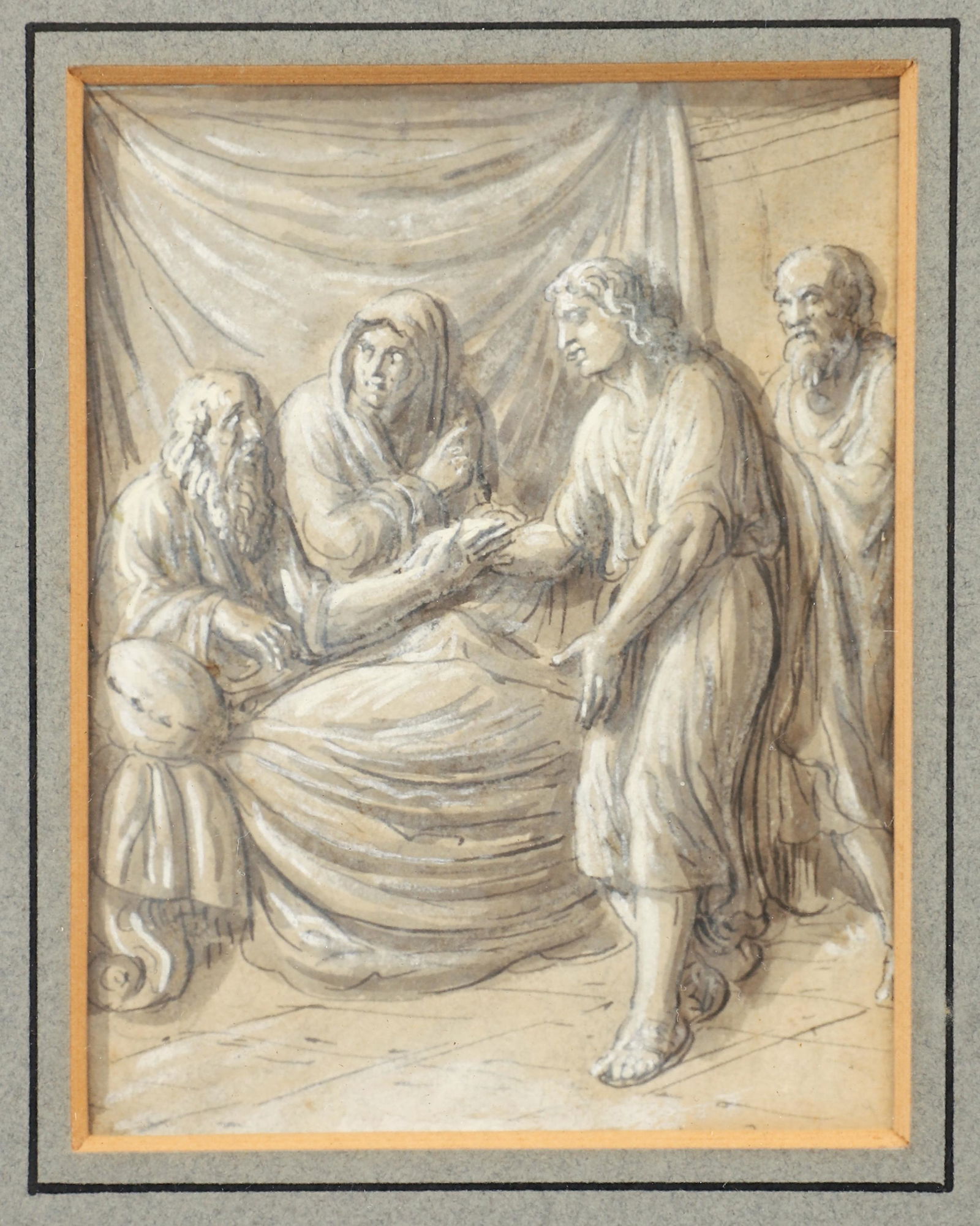 19th Century Italian Grisaille Gouache on Paper  (1 of 3)