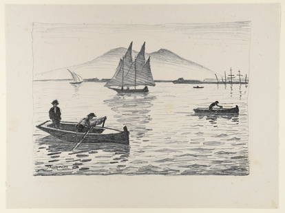 Albert Marquet 1926 lithograph Baie de Naples: Marquet, Albert (French 1875-1947), Baie de Naples, 1926, lithograph on Chine paper, 8 x 11.4 inches, signed in the stone, from an edition of 600, Published by Edmond Frapier's for a portfolio of 16 l
