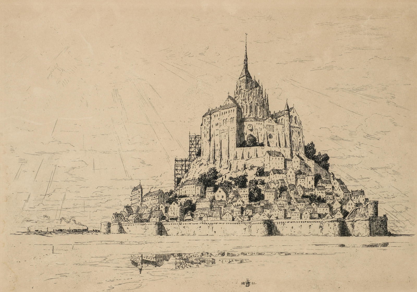 Tavik Simon 1911 etching Mount Saint Michel (1 of 7)