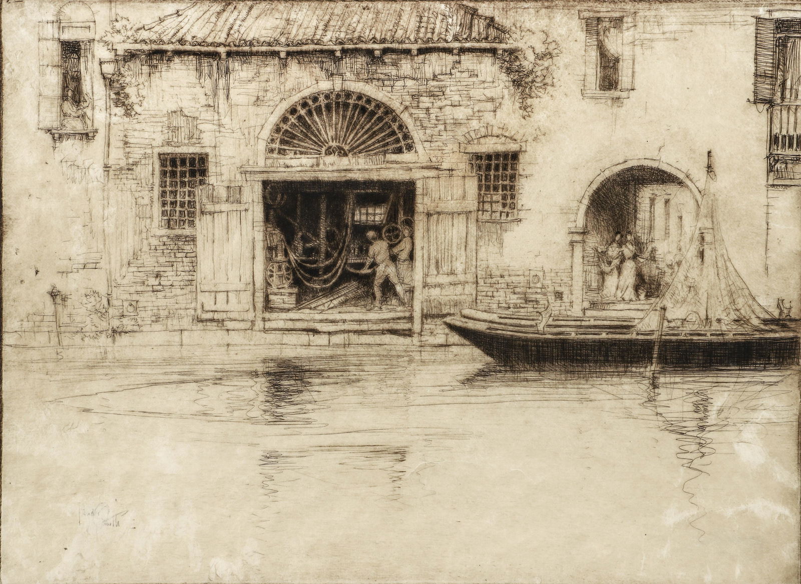 Jules Andre Smith 1910 etching The Little Foundry, Venice (1 of 4)