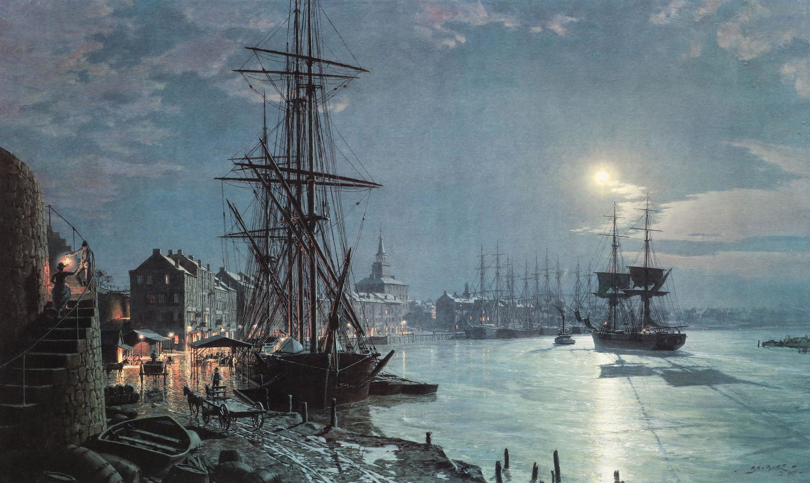 John Stobart Moonlight over the Savannah River Signed (1 of 5)