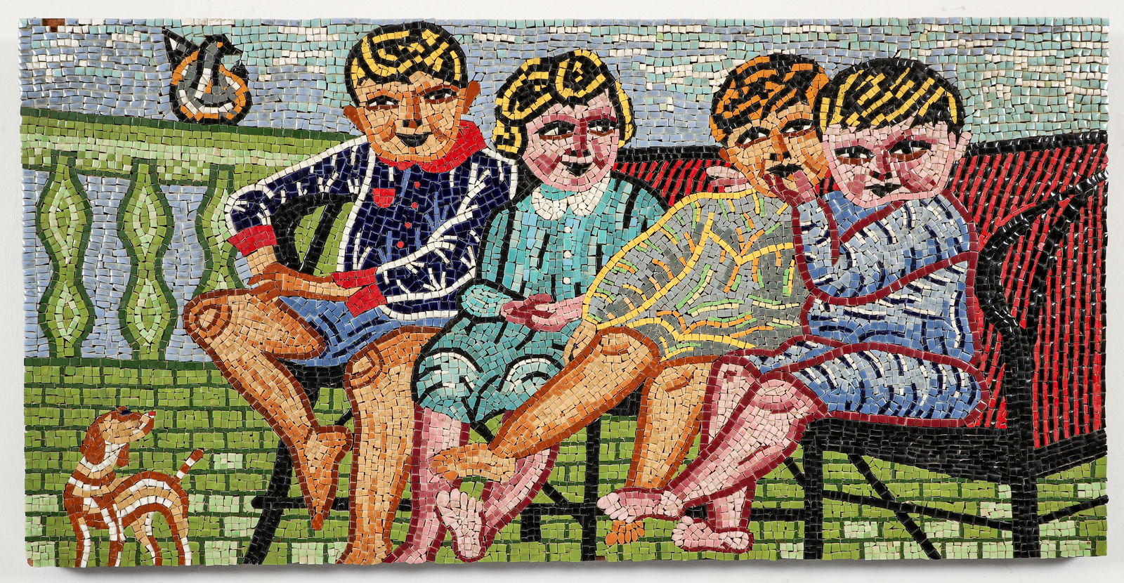 Watfa Midani tile mosaic Four Children on Bench (1 of 3)
