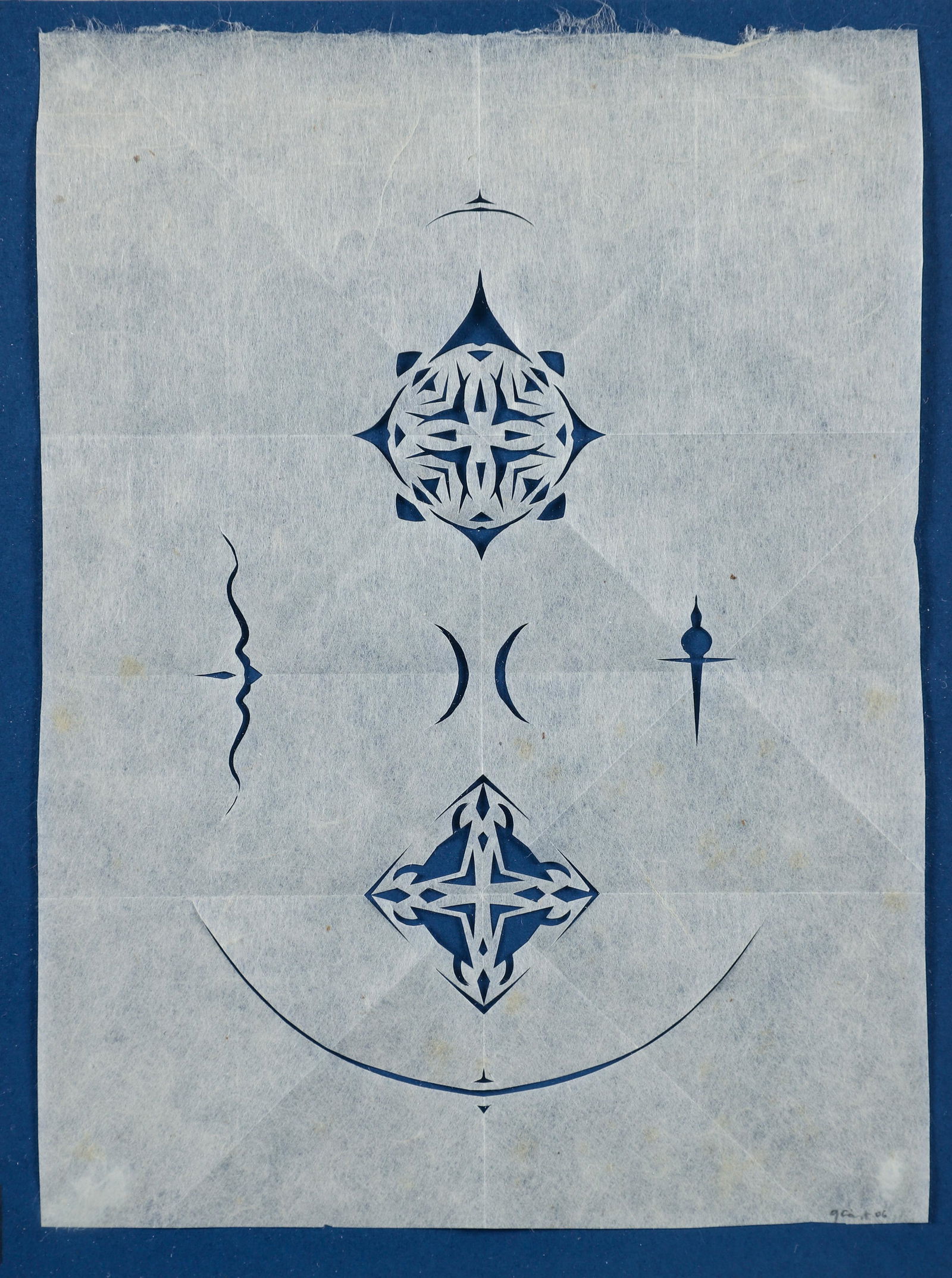 Gretchen Faust 2006 Untitled paper cutout: Faust, Gretchen (American/English, born 1961), Untitled, 2006, 10 3/4 x 9 1/4 inches, mulberry paper cutout, framed measuring 8.5 x 6.75 inches, Provenance: Mattress Factory Auction Oct 10, 2013, lot