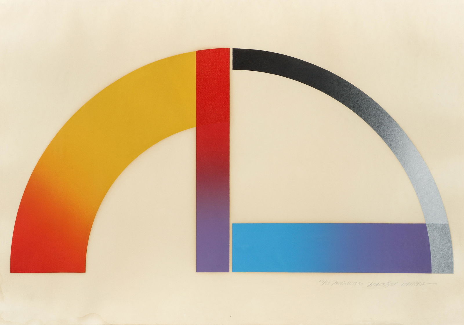 Takeshi Hara 1975 orig serigraph and collage Tensor 75-30 (1 of 4)