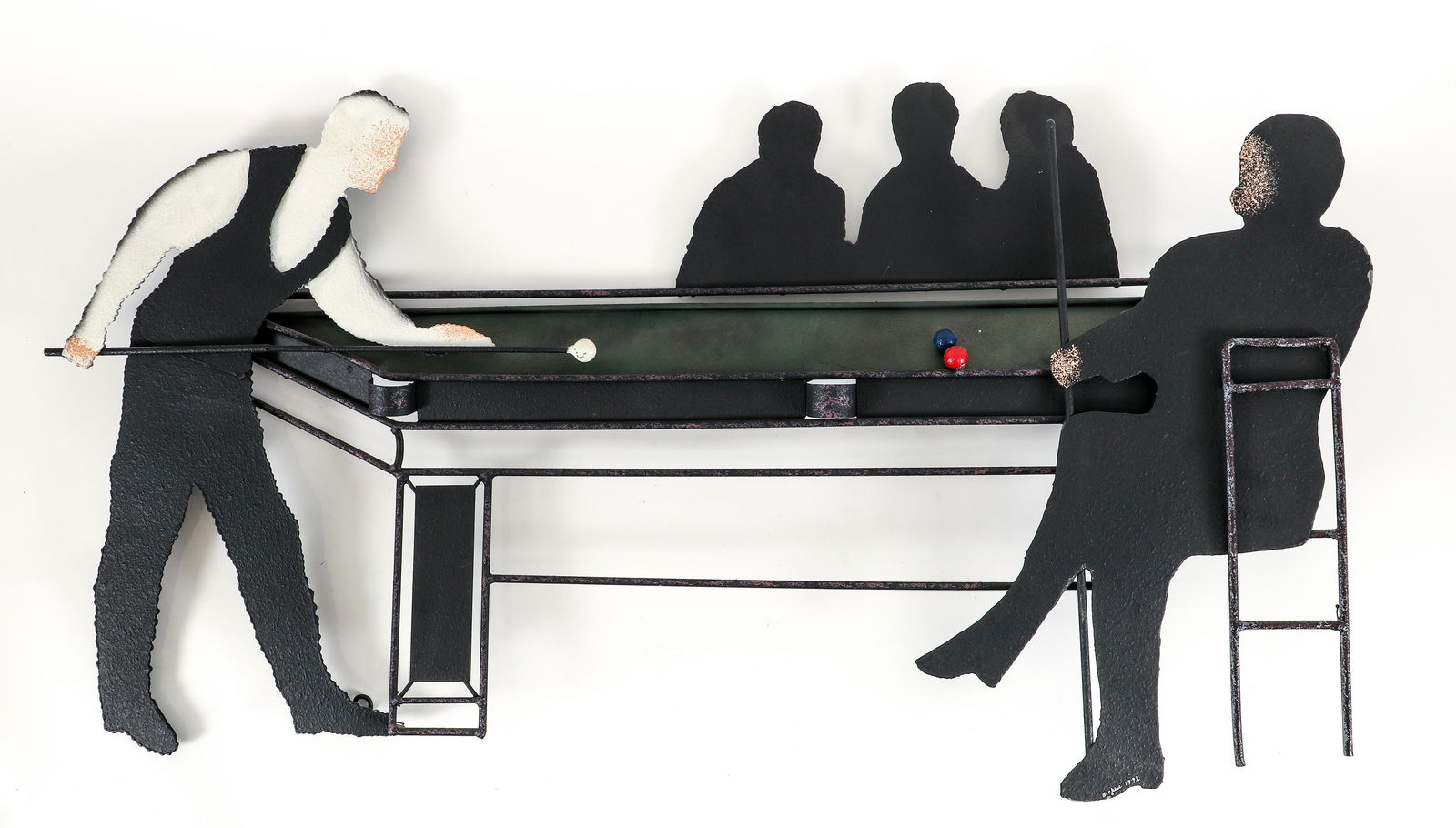 Curtis Jere Cut Metal Wall Sculpture Billiards Scene (1 of 5)