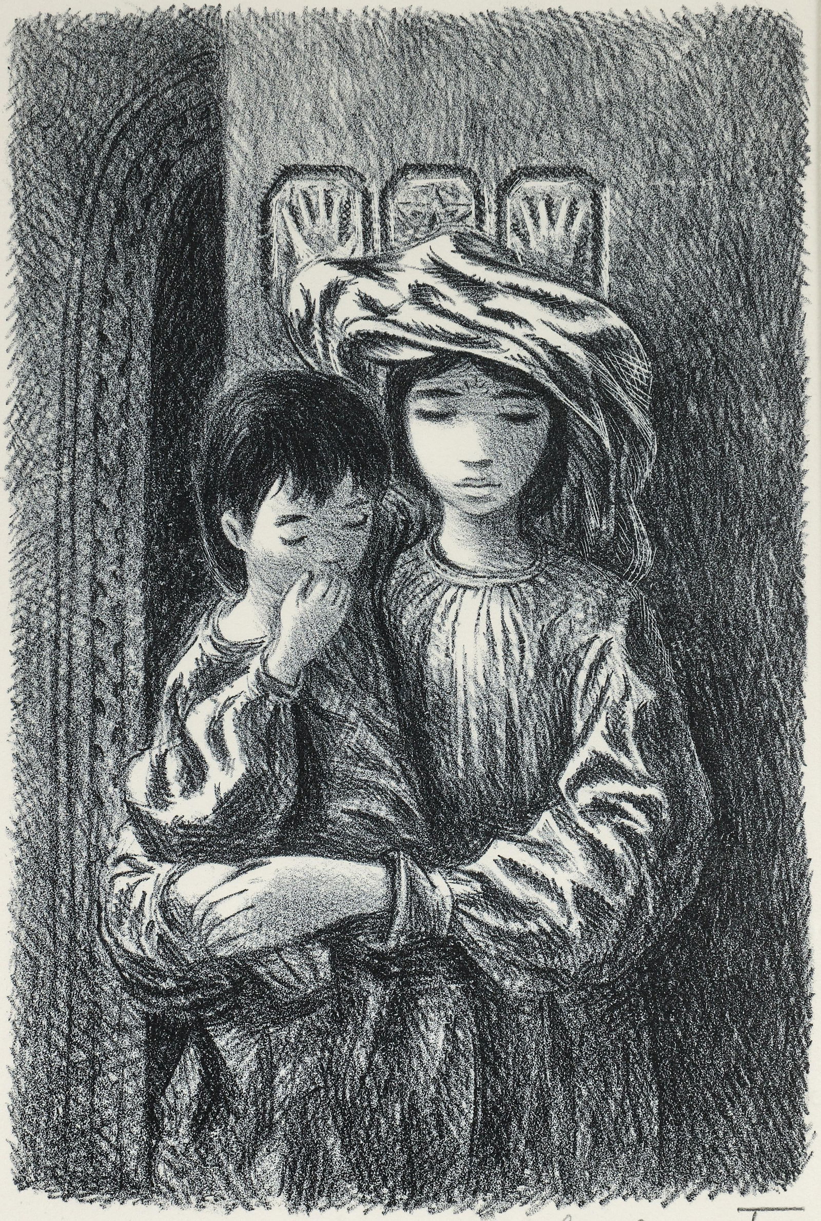 Fletcher Martin 1949 orig litho Arab Children (1 of 4)