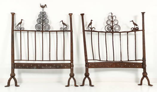 Pair of Samuel Yellin wrought iron Bed Frames 1924: Yellin, Samuel (Ukrainian/American, 1884-1940), Pair of Twin Bed Frames, 1924, these were commissioned by Edgar Kaufmann for his Fox Chapel Home, La Tourelle, where Samuel Yellin did a number of wroug