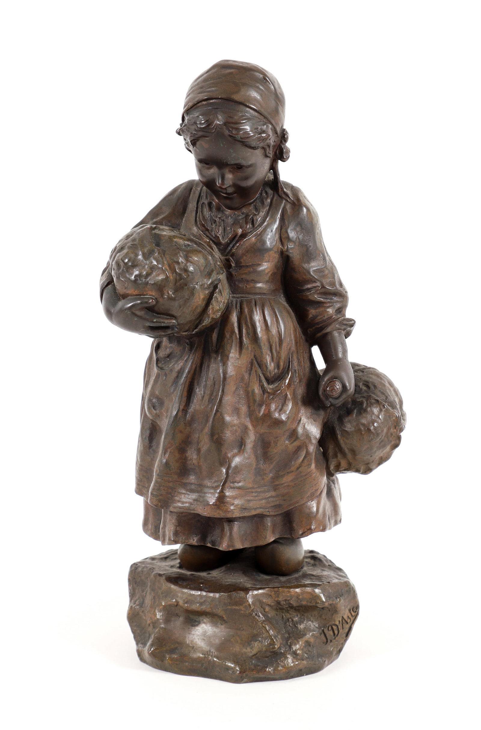 Giuseppe D'Aste Bronze Dutch Girl with Cabbages (1 of 5)