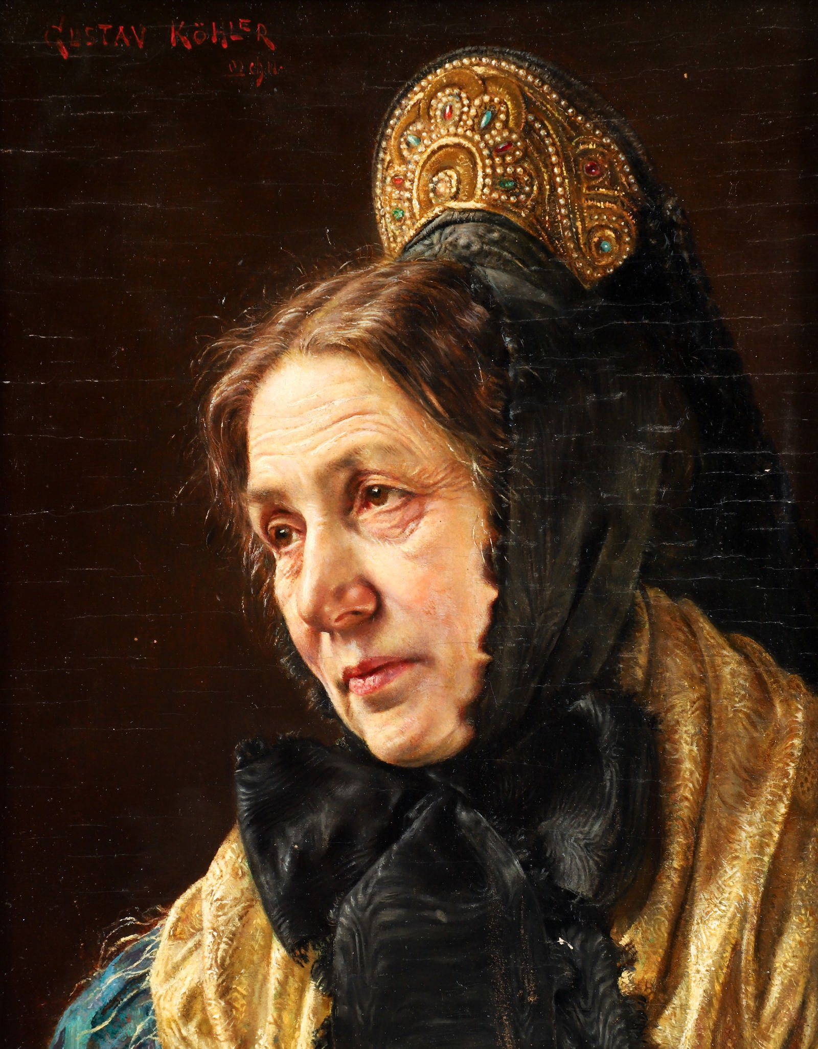 Gustav Kohler oil Old Woman with a Baden-Wurttemberg Costume (1 of 5)