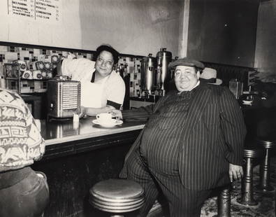 Teenie Harris Man at the Lunch Counter Signed Photo: Harris, (Charles) Teenie (American/Pittsburgh, 1908-1998), Man at the Lunch Counter in Pinstripe Suit, taken c. late 1940s, printed c.1980s, matte photograph, signed and numbered 1/200 in black ink lo