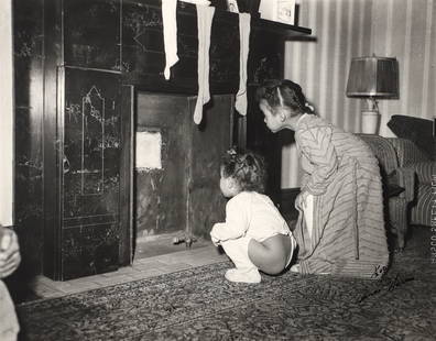 Teenie Harris Two Girls Waiting for Santa Signed Photo: Harris, (Charles) Teenie (American/Pittsburgh, 1908-1998), Two Young Girls Waiting for Santa Claus, taken c. late 1940s, printed c.1980s, matte photograph, signed and numbered 1/200 in black ink lower