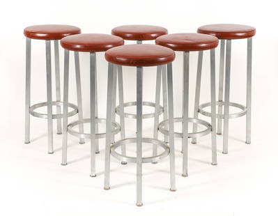 6 Andy Warhol Stools designed by Francis J. Nowalk: 6 stools originally designed for the Andy Warhol Museum in Pittsburgh by Francis J. Nowalk. The stools were commissioned by the museum and this group were extras that the museum could not use. Four-le