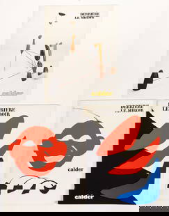 Alexander Calder 3 Issues Derriere Le Miroir Lithos 1971-1981: Calder, Alexander (American, 1898-1976), 3 Issues of Derriere Le Miroir (DLM), Numbers 190, 221, 248, published 1971-1981, complete with a total of 11 original color lithographs, 1 original black lith