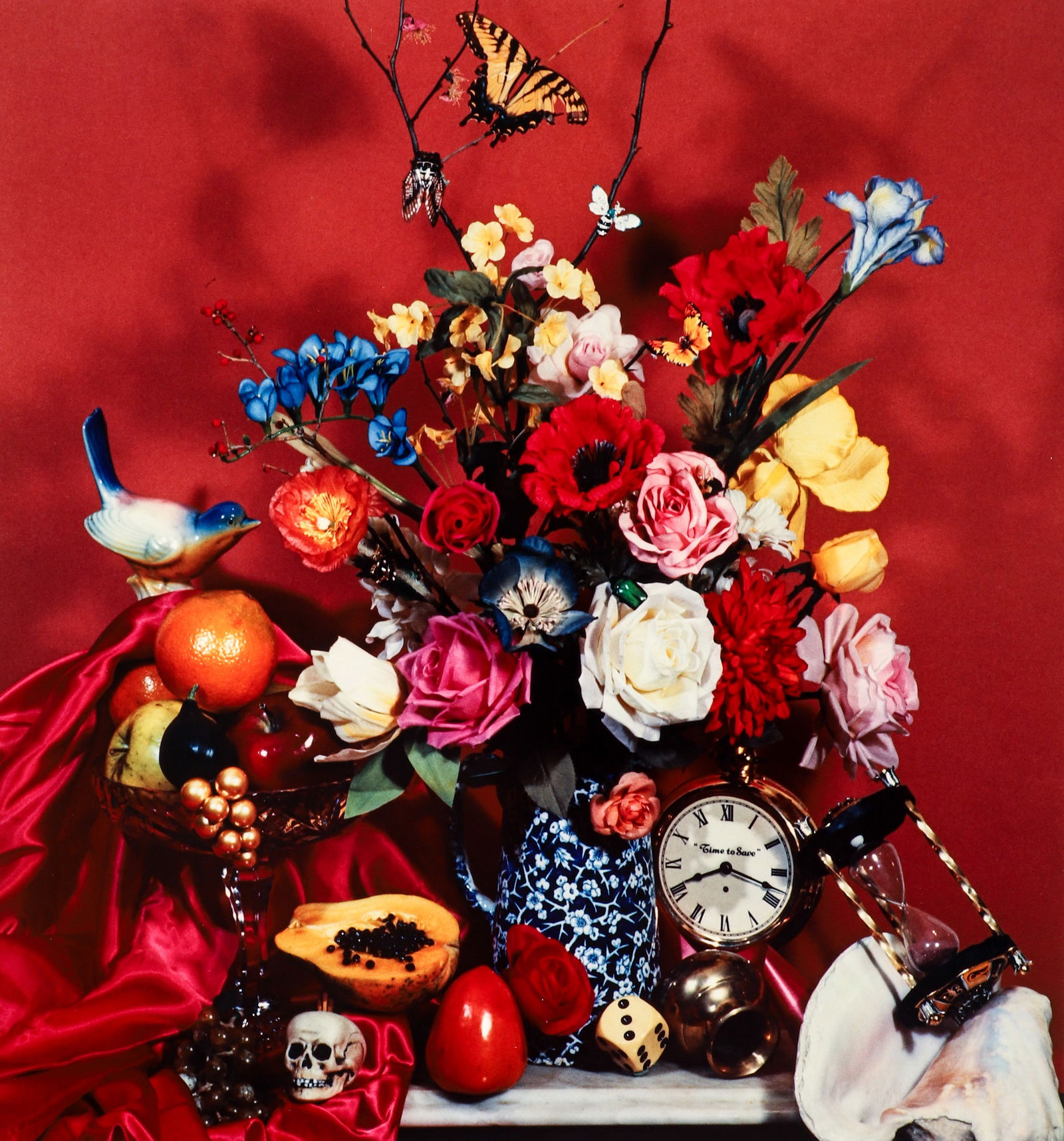 Audrey Flack color photograph Time to Save: Flack, Audrey (American, born 1931), Time to Save, 1984, color photograph dye transfer, 20 x 18.5 inches, mounted to an archival mat board 24 x 20 inches, signed and titled in ink by the artist from e