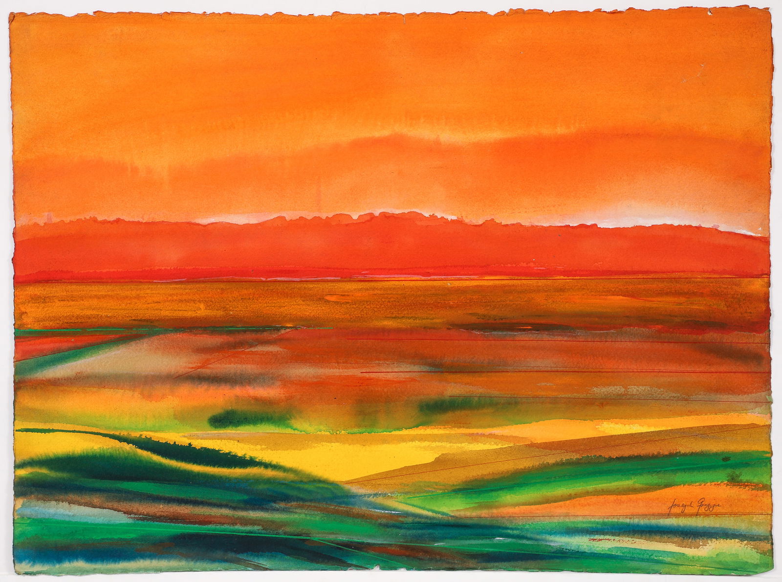 Joseph Grippi Monoprint with Watercolor Landscape (1 of 3)