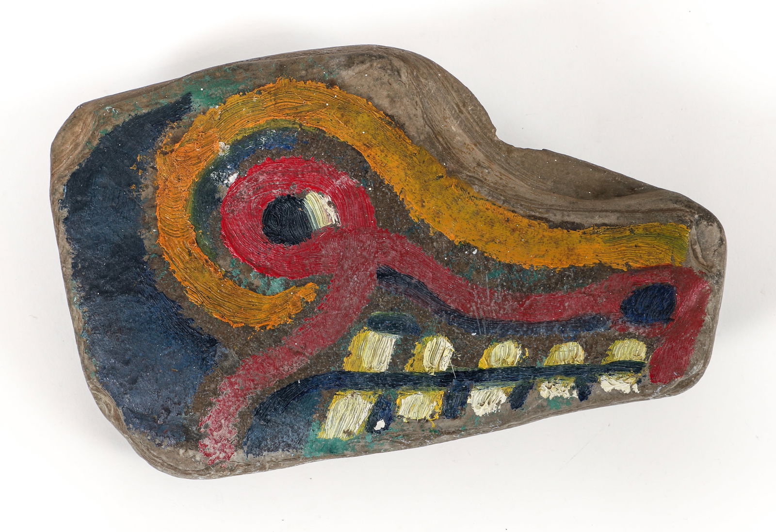 Henry Heerup painted stone Animal Head: Heerup, Henry (Danish, 1907-1993), Animal Head, painted stone, 8 x 5 x 1.25 inches, Provenance: acquired from the artist by Leon and Jane Arkus. Leon was the Director of the Carnegie Museum of Art, Pi