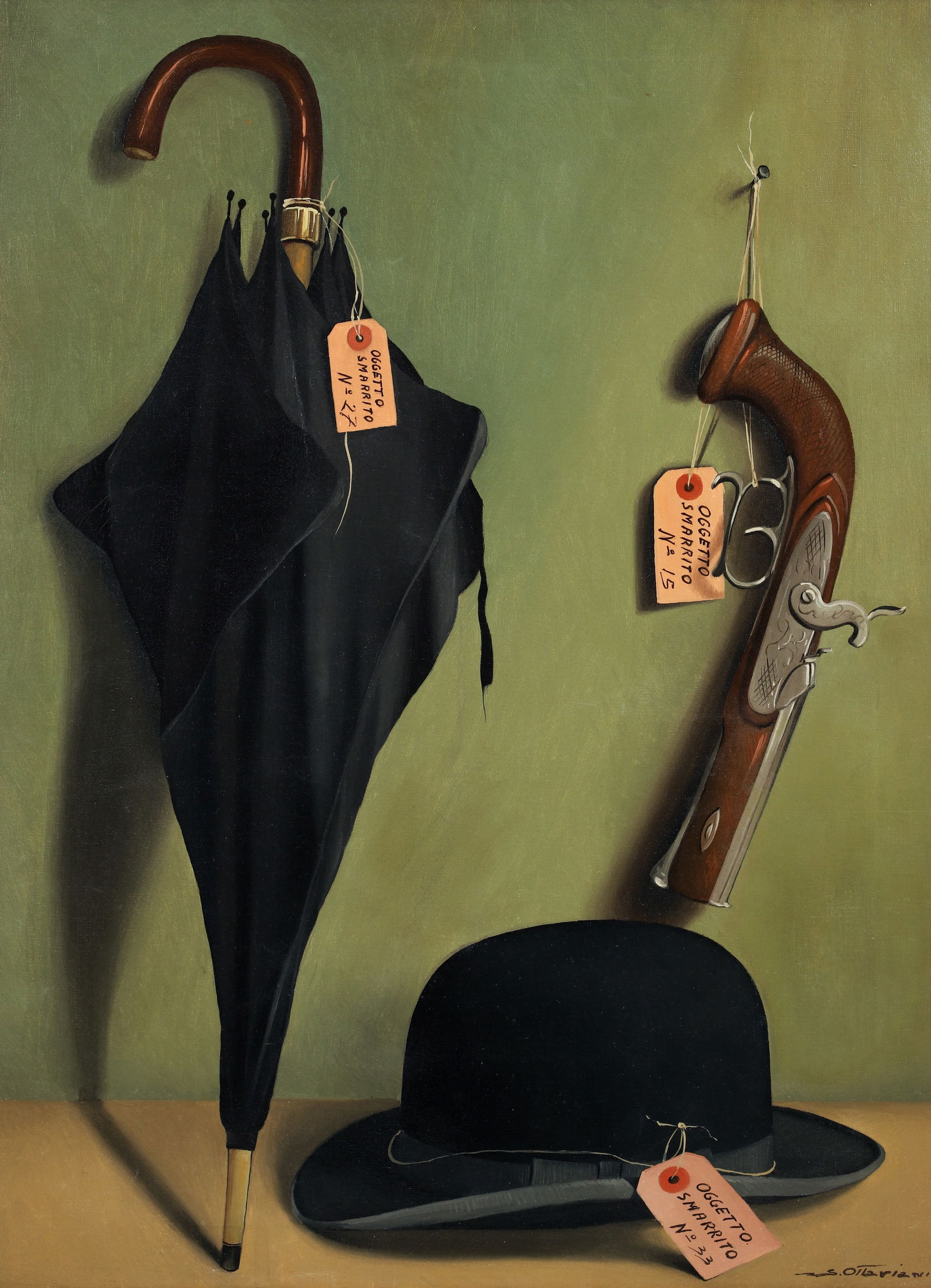Sylvio Ottaviani Surrealist oil Trompe L'oeil Oggetto Smarrito (1 of 5)