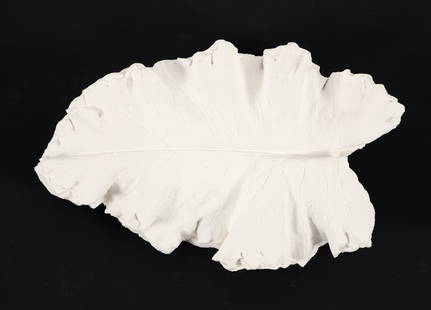 Roxy Paine Poppy Leaf Plaster Cast Multiple 1998: Paine, Roxy (American, contemporary), Poppy Leaf, 1998, plaster cast multiple, signed, dated and marked A/P 2/2 on the underside, 9.5 x 5.75 inches, approximately 2 inches tall. Made in conjunction wi