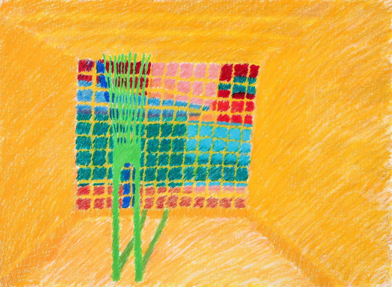 Diane Samuels 1987 pastel and oil stick Studio Portrait: Samuels, Diane (American/Pittsburgh, born 1948), Studio Portrait, 1987 , pastel and oil stick, 22.4 x 30 inches, signed and dated lower right, framed measuring 24 x 32 inches. Provenance: from the est